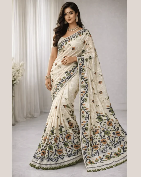 Neel Megh Dhakai Jamdani Saree